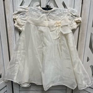 Vintage La Princess Elegant Cream Baby Dress with Bow 18mo